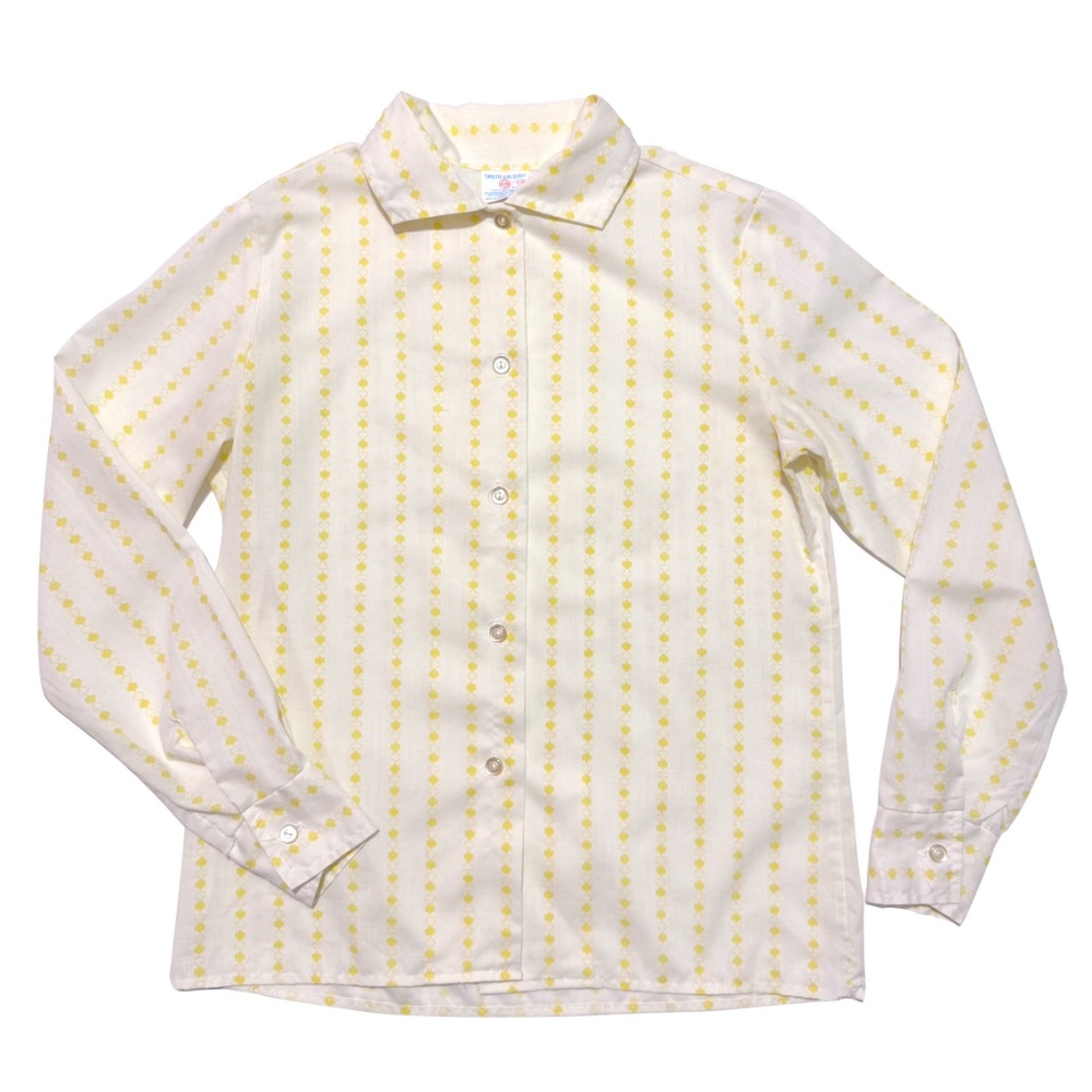 Vintage 60s 70s Cadette Girl Scout Button Down Shirt Size 14 Girls